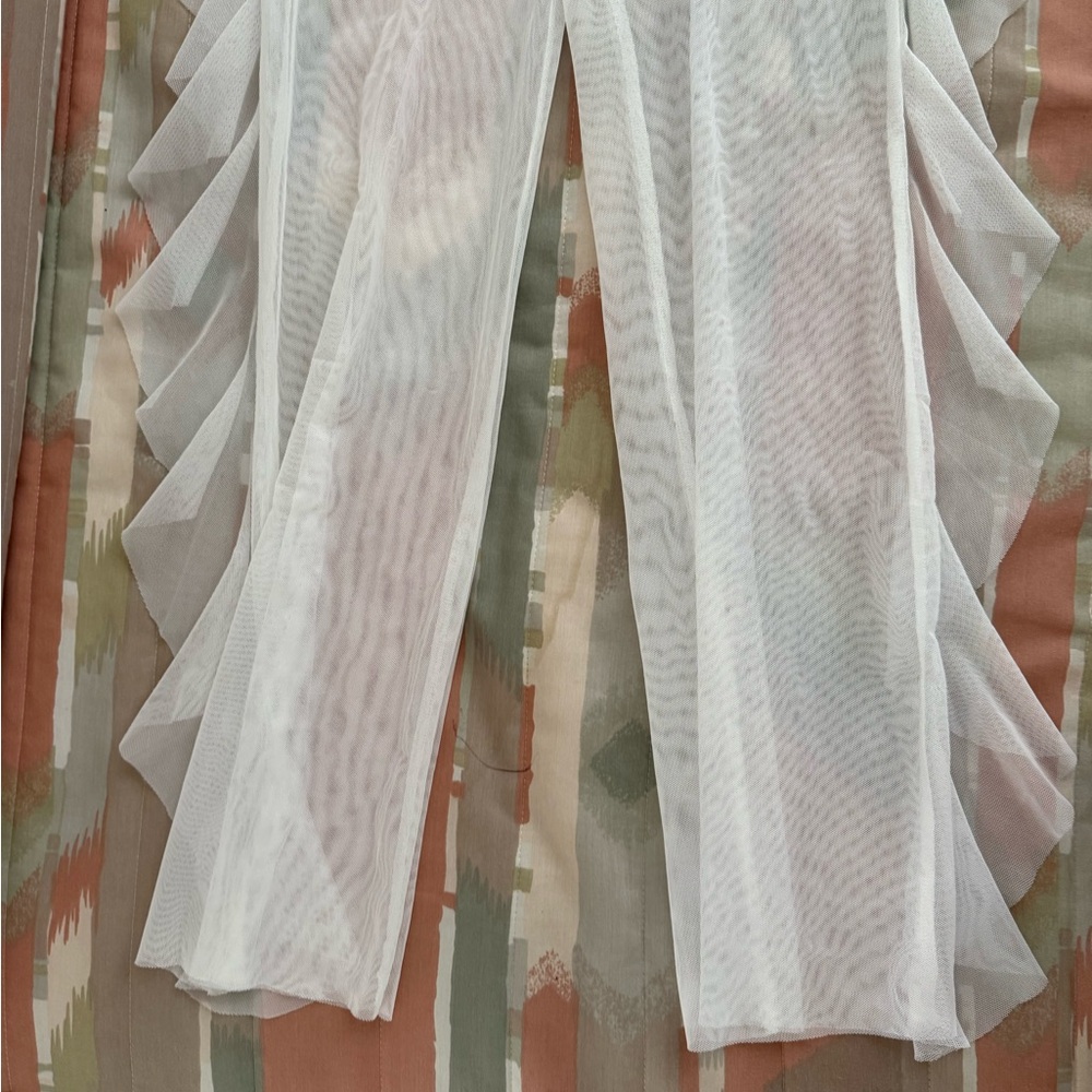 White Sheer Ruffle Pants - Picture 3 of 3